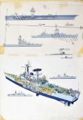 ORIGINAL MACMILLAN PUBLICATION ARTWORK - NAVAL VESSELS