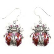 CONTEMPORARY PAIR OF SILVER & ENAMEL EARRINGS