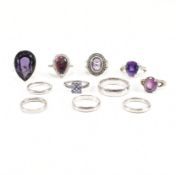 COLLECTION OF 925 SILVER & GEM SET RINGS