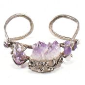925 SILVER & AMETHYST CUFF BANGLE