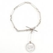 VICTORIAN HALLMARKED SILVER ALBERT WATCH CHAIN T BAR & FOB