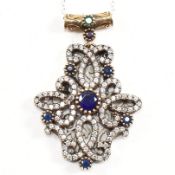 CONTEMPORARY SILVER & GEM SET PENDANT NECKLACE