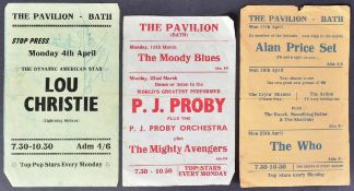 1960S MUSIC - ORIGINAL BATH PAVILION FLYERS - THE WHO ETC