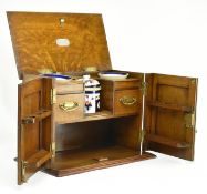 EDWARDIAN 1912 CARVED OAK SMOKERS CABINET COMPENDIUM