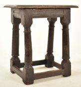 18TH CENTURY CARVED OAK PEG JOINT STOOL