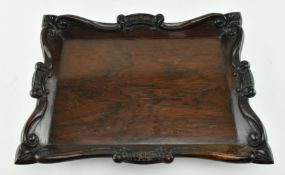 MID 19TH CENTURY ROSEWOOD CARD TRAY ON BUN FEET