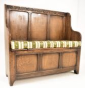 JACOBEAN REVIVAL CARVED OAK SETTLE BENCH