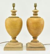 PORTA ROMANA - PAIR OF CREAM & YELLOW URN DESK LAMPS