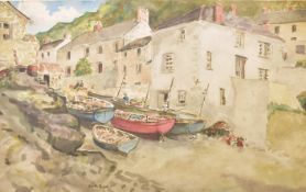 GYRTH RUSSELL (1892-1970) - PORTLOE, CORNWALL - WATERCOLOUR