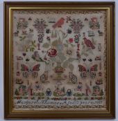 VICTORIAN NEEDLEPOINT SAMPLER BY MARGARET THOMAS AGED 12