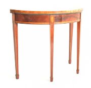 GEORGE III LATE 18TH CENTURY MAHOGANY DEMI-LUNE CARD TABLE