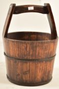 CHINESE INSPIRED HARDWOOD IRON BOUND WATER BUCKET