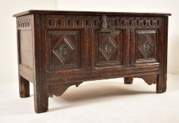 17TH CENTURY CARVED OAK COFFER BLANKET BOX CHEST