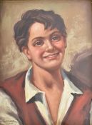 REMO CAPONE - PORTRAIT OF A YOUNG BOY - 1956 OIL PAINTING