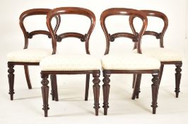 FOUR VICTORIAN MAHOGANY BALLOON BACK CHAIRS