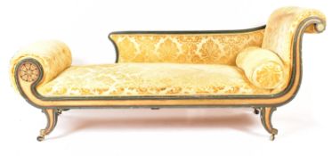 19TH CENTURY REGENCY PAINTED SCROLL END CHAISE LONGUE