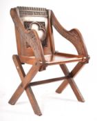 VICTORIAN 19TH CENTURY CARVED OAK GLASTONBURY CHAIR