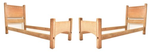 HEAL AND SON - ARTS & CRAFTS OAK PAIR OF SINGLE BEDS