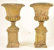 PAIR OF RECONSTITUTED STONE GARDEN PLANTERS