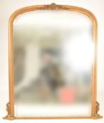 LARGE VICTORIAN MANNER GILT WOOD OVERMANTEL MIRROR
