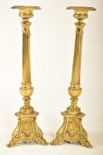 PAIR OF VICTORIAN ECCLESIASTICAL BRASS PRICKETS