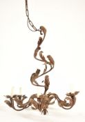 CONTINENTAL LATE 19TH CENTURY TOLE METAL SIX ARM CHANDELIER