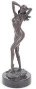 20TH CENTURY BRONZE METAL FEMALE NUDE STATUE FIGURE
