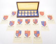 1976 BIRMINGHAM SET OF TWELVE SILVER PROOF ROYAL ARMS SHIELDS