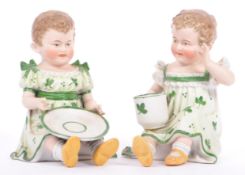TWO ANTIQUE 19TH CENTURY GEBRUDER HEUBACH BABY BISQUE DOLLS