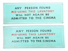 PAIR OF MID 20TH CENTURY CINEMA LAVATORY SIGNS