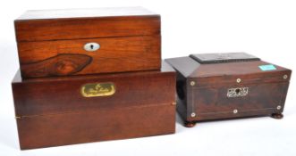 VICTORIAN MOTHER OF PEARL INLAY SEWING BOX AND ANOTHER