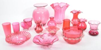 COLLECTION OF 19TH CENTURY AND LATER LEAD CUT CRANBERRY GLASS