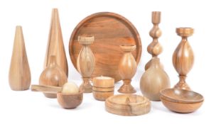 COLLECTION OF FRUITWOOD DECORATIVE ORNAMENTS