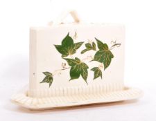 VICTORIAN CERAMIC TRIANGULAR IVY LEAF CHEESE DISH WITH BASE