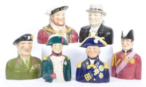 SET OF 20TH CENTURY CERAMIC 'PRIDE OF BRITAIN' HJ WOOD TOBY JUGS