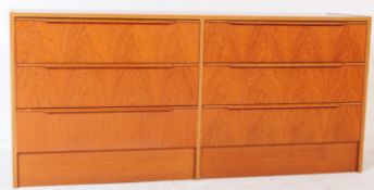 RETRO MID 20TH CENTURY TEAK DOUBLE CHEST OF DRAWERS