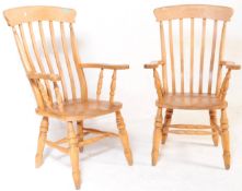 PAIR OF 20TH CENTURY PINE WINDSOR ARMCHAIRS