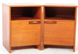 TWO RETRO MID 20TH CENT TEAK WOOD BEDSIDE CABINETS BY AVALON