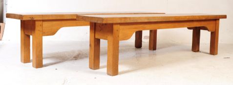 PAIR OF LATER 20TH CENTURY LIGHT OAK BENCHES