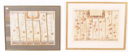 TWO 17TH CENTURY ENGRAVED AND HAND COLOURED JOHN OGILBY MAPS