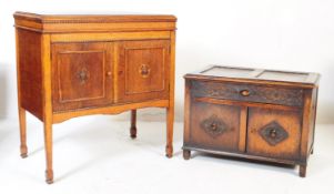 TWO 20TH CENTURY JACOBEAN REVIVAL TURNTABLE CABINETS