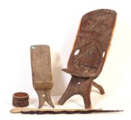 TWO AFRICAN TRIBAL BIRTHING STOOLS