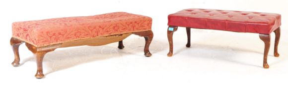 TWO VINTAGE 20TH CENTURY LONG FOOTSTOOLS