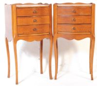 PAIR OF FRENCH OAK BOW FRONT BEDSIDE CHESTS OD DRAWERS TABLES