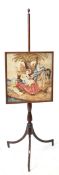 GEORGE III MAHOGANY TAPESTRY NEEDLEPOINT POLE SCREEN