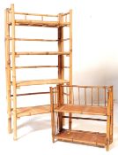 TWO VARIOUS SIZED 20TH CENTURY FOLDING BAMBOO SHELVES