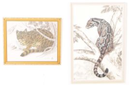 TWO VINTAGE RAMA SAMARAWEERA LEOPARD PRINTS