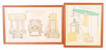 TWO VINTAGE 20TH CENTURY ENGINEER'S DRAWINGS FRAMED