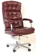 VINTAGE MID 20TH CENTURY BURGUNDY OFFICE SWIVEL ARMCHAIR