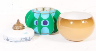 COLLECTION OF RETRO MID 20TH CENTURY CEILING LIGHT SHADES